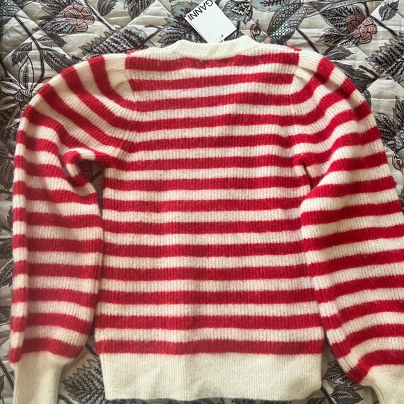 NWT Ganni Julliard Mohair Sweater Red & White Stripe SIZE S - Picture 5 of 8
